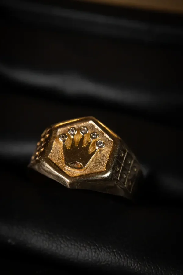 Anillo Corona Octagonal en Oro 18K para Hombre